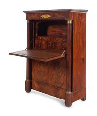 An Empire Style Gilt Bronze Mounted Mahogany Marble-Top Secrétaire à Abattant
