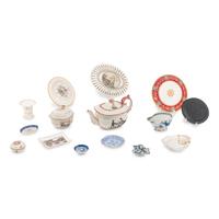 Fifteen English and Continental Porcelain and Ceramic Table Articles