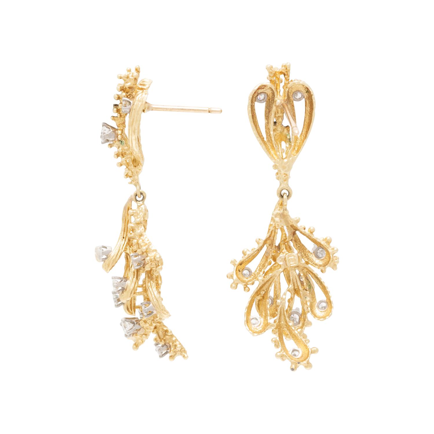 YELLOW GOLD AND DIAMOND DROP EARRINGS