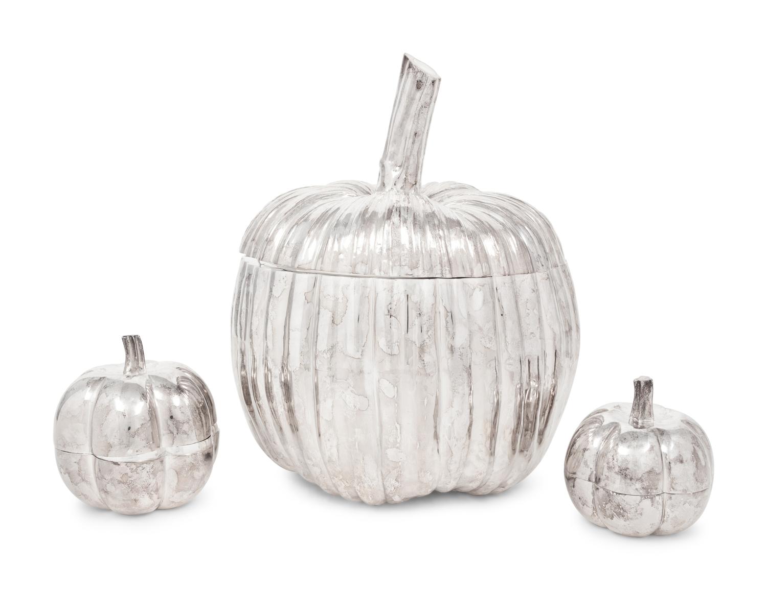 An Italian Silver Pumpkin-Form Box Retailed by Tiffany & Co.
