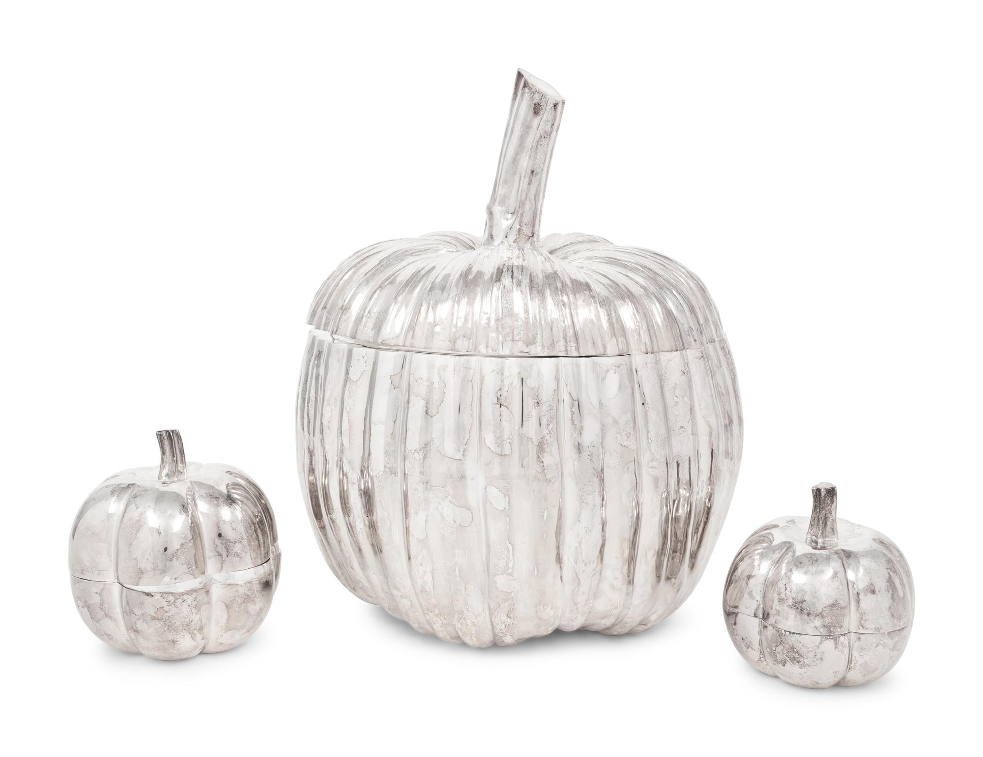 An Italian Silver Pumpkin-Form Box Retailed by Tiffany & Co.
