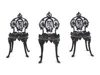 Three Cast Iron Garden Chairs