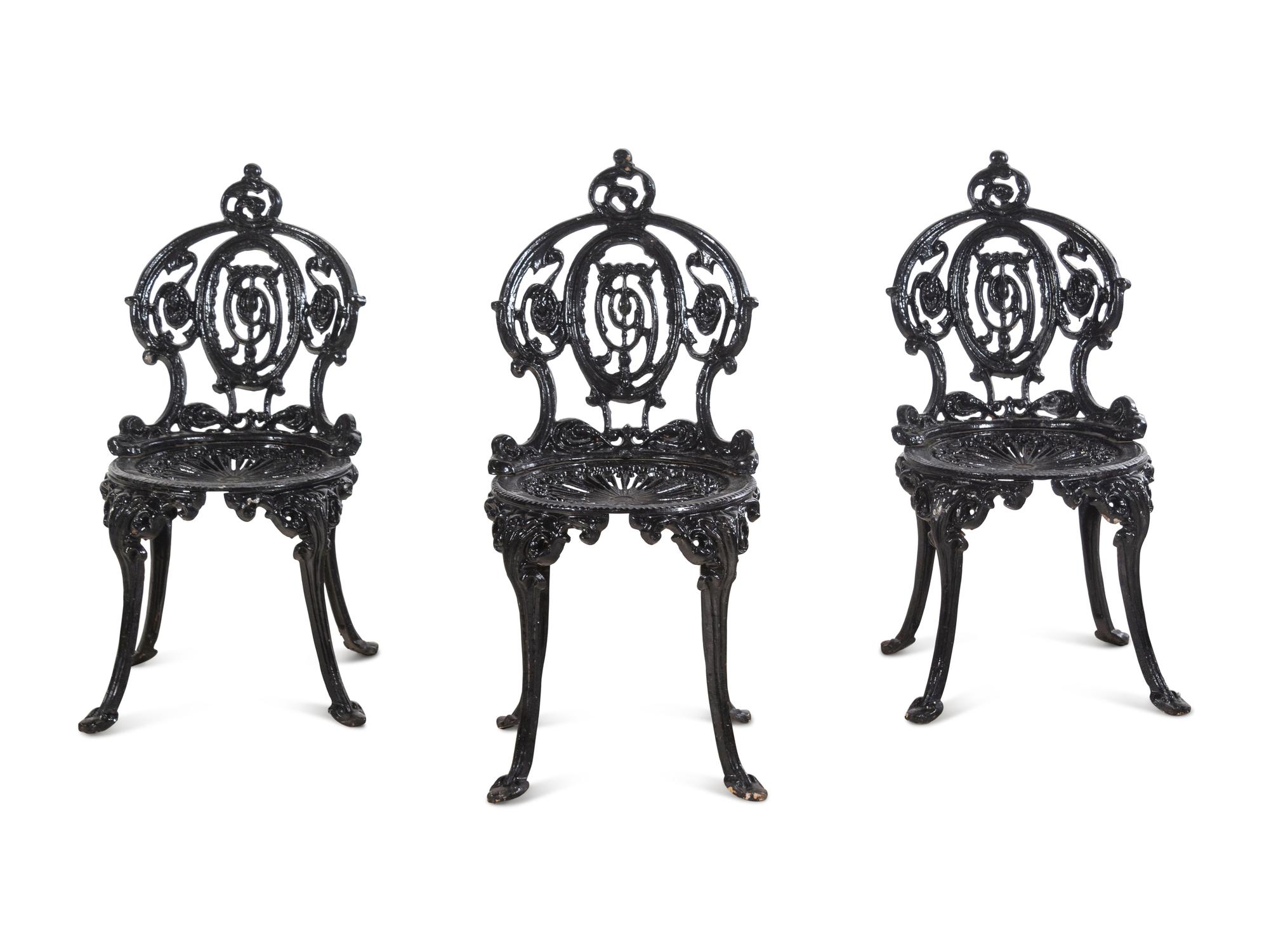 Three Cast Iron Garden Chairs
