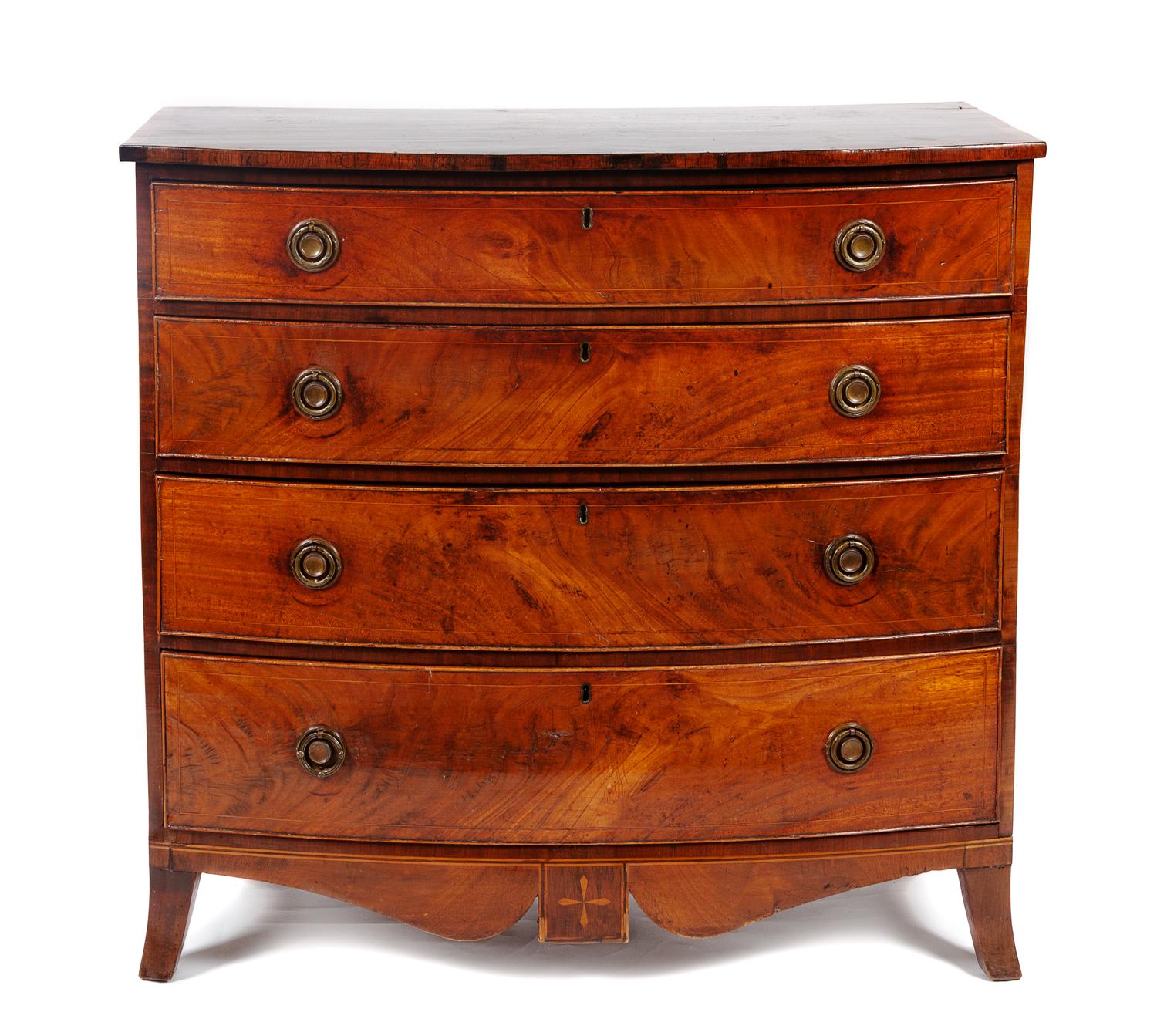 A George III Mahogany Chest of Drawers Height 37 x width 39 1/4 x depth 21 inches. — EARLY 19TH CENTURY