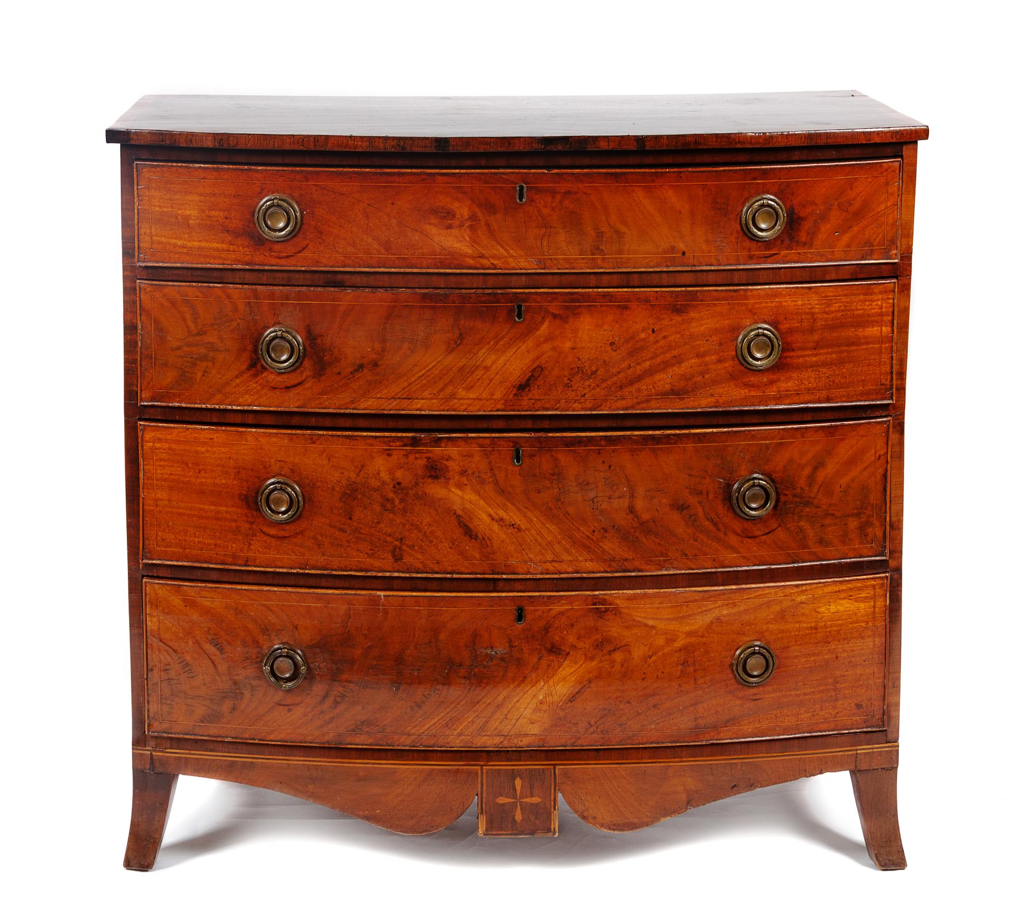 A George III Mahogany Chest of Drawers Height 37 x width 39 1/4 x depth 21 inches. — EARLY 19TH CENTURY