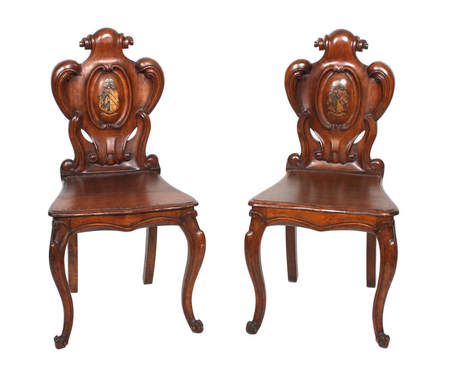 A Pair of Renaissance Revival Carved Oak Side Chairs Height 35 1/2 inches — LATE 19TH CENTURY