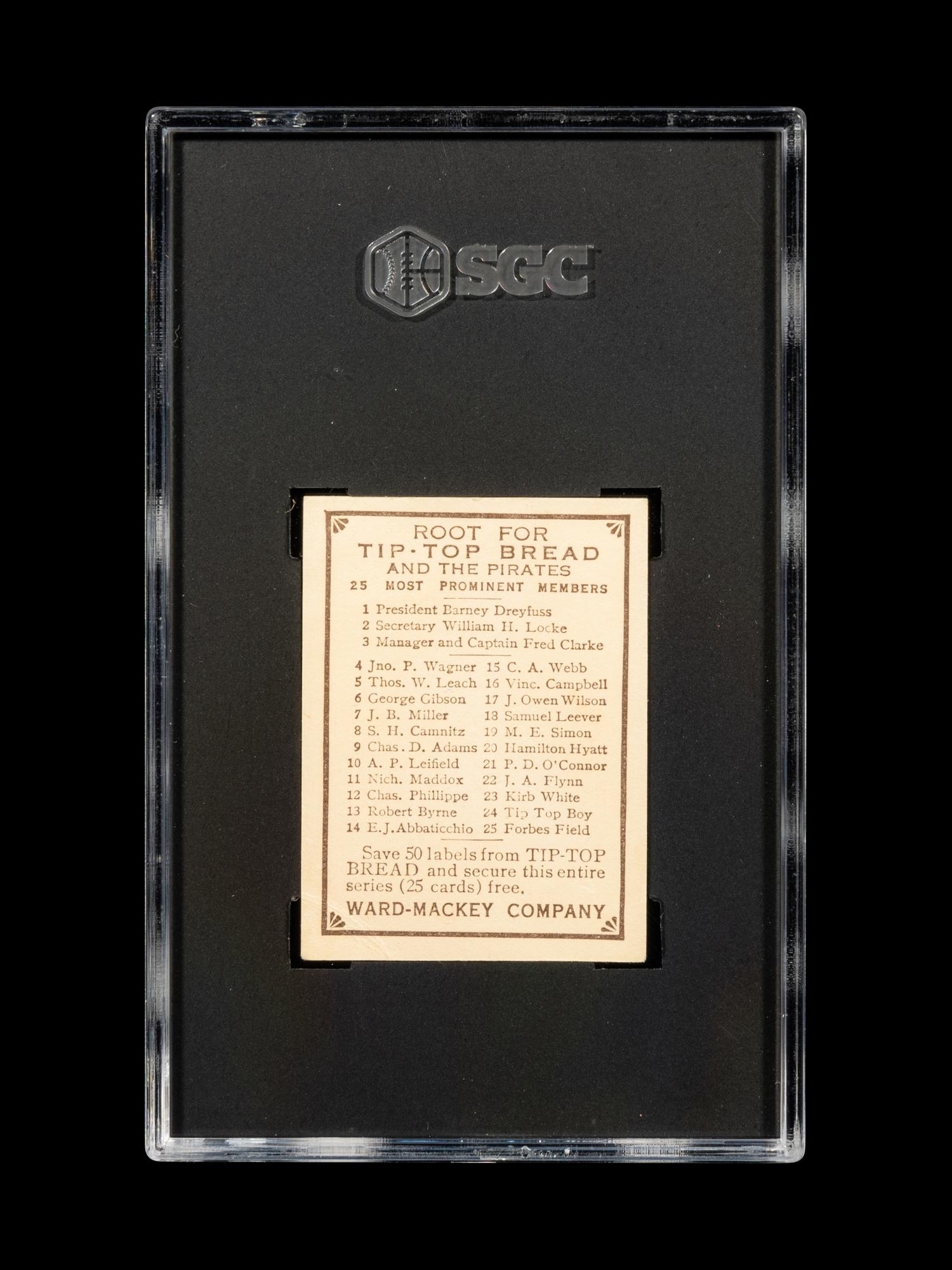 A 1910 Tip Top Bread Fred Clarke Baseball Card (SGC 1.5)