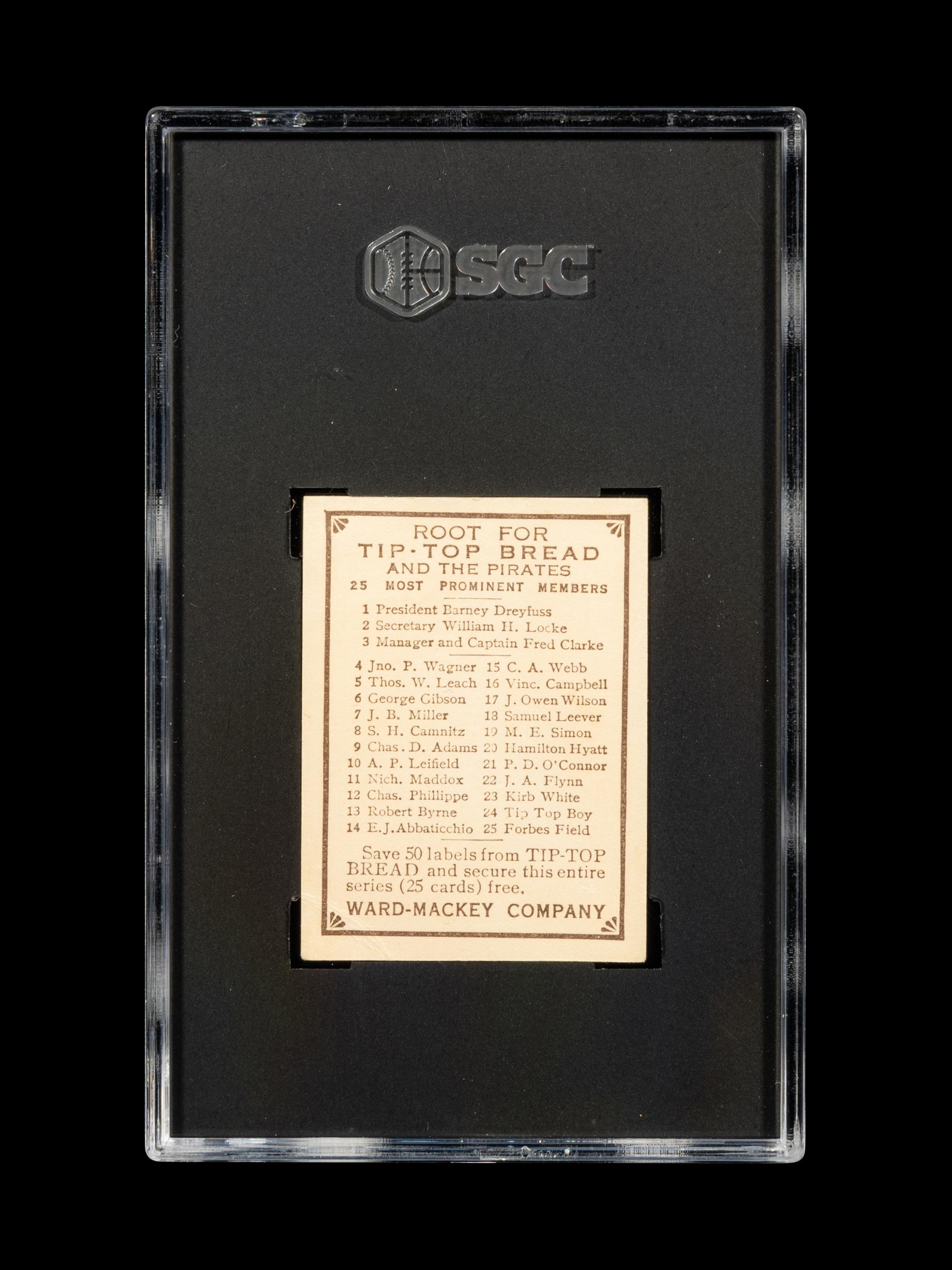 A 1910 Tip Top Bread Fred Clarke Baseball Card (SGC 1.5)