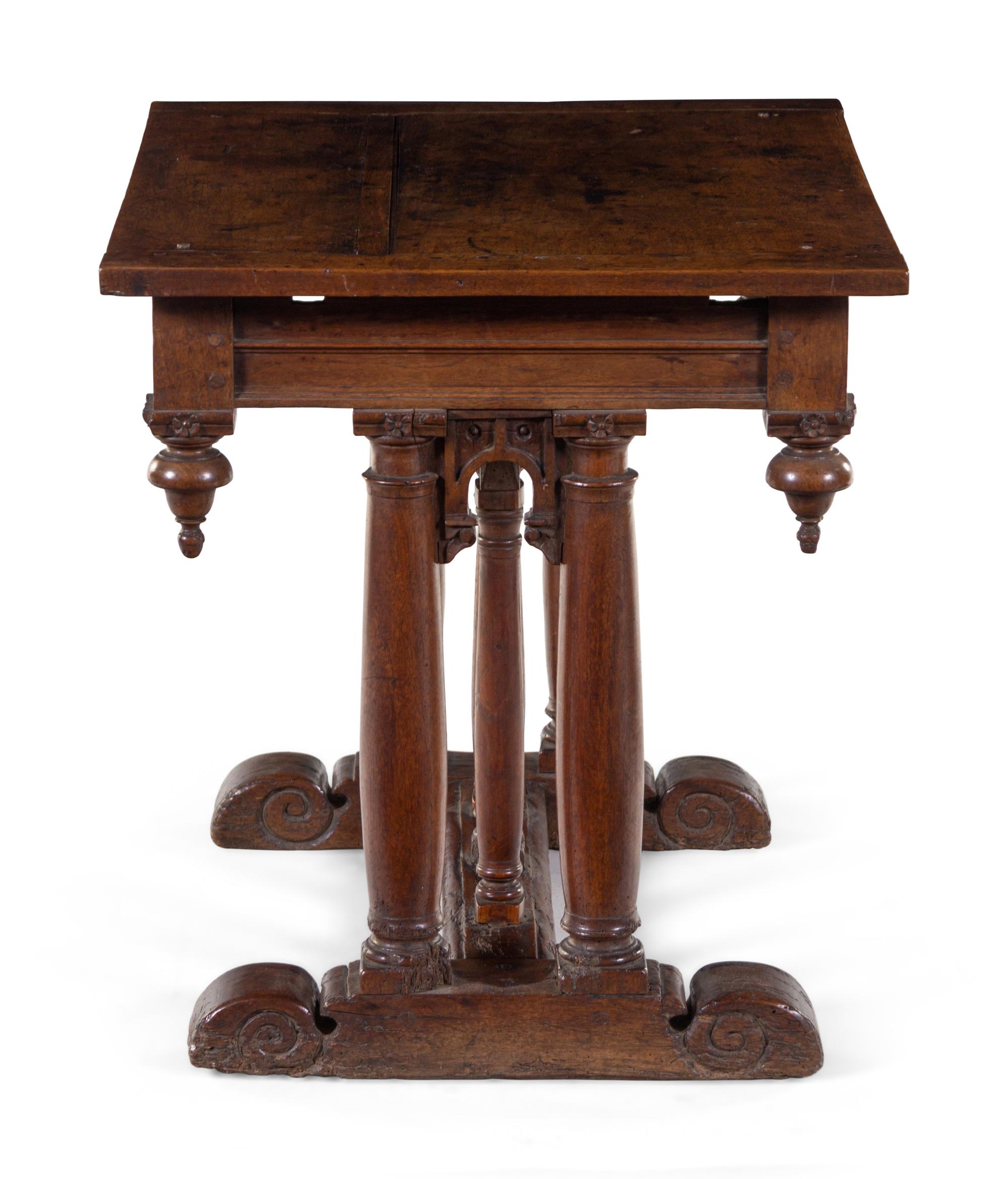 A French or Italian Carved Walnut Side Table
