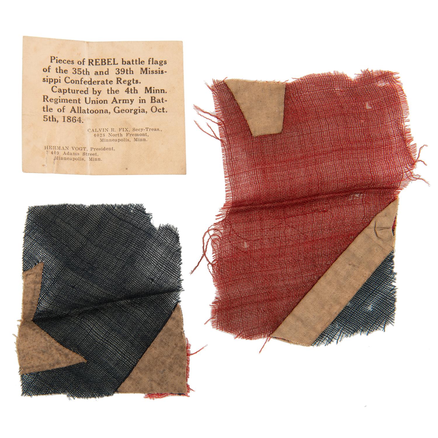 Civil War Chaplain Asa Severance Fiske, 4th Minnesota Infantry, Archive, Incl. Confederate Flag Remnants Taken at the Battle of Allatoona