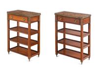A Pair of Louis XVI Style Gilt Metal Mounted Mahogany Side Tables
