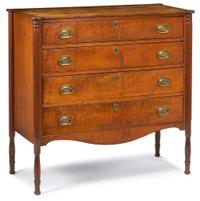 Federal tiger maple four drawer chest new england, early 19th century
