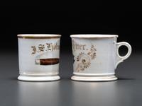 Two Tobacco Related Porcelain Occupational Shaving Mugs