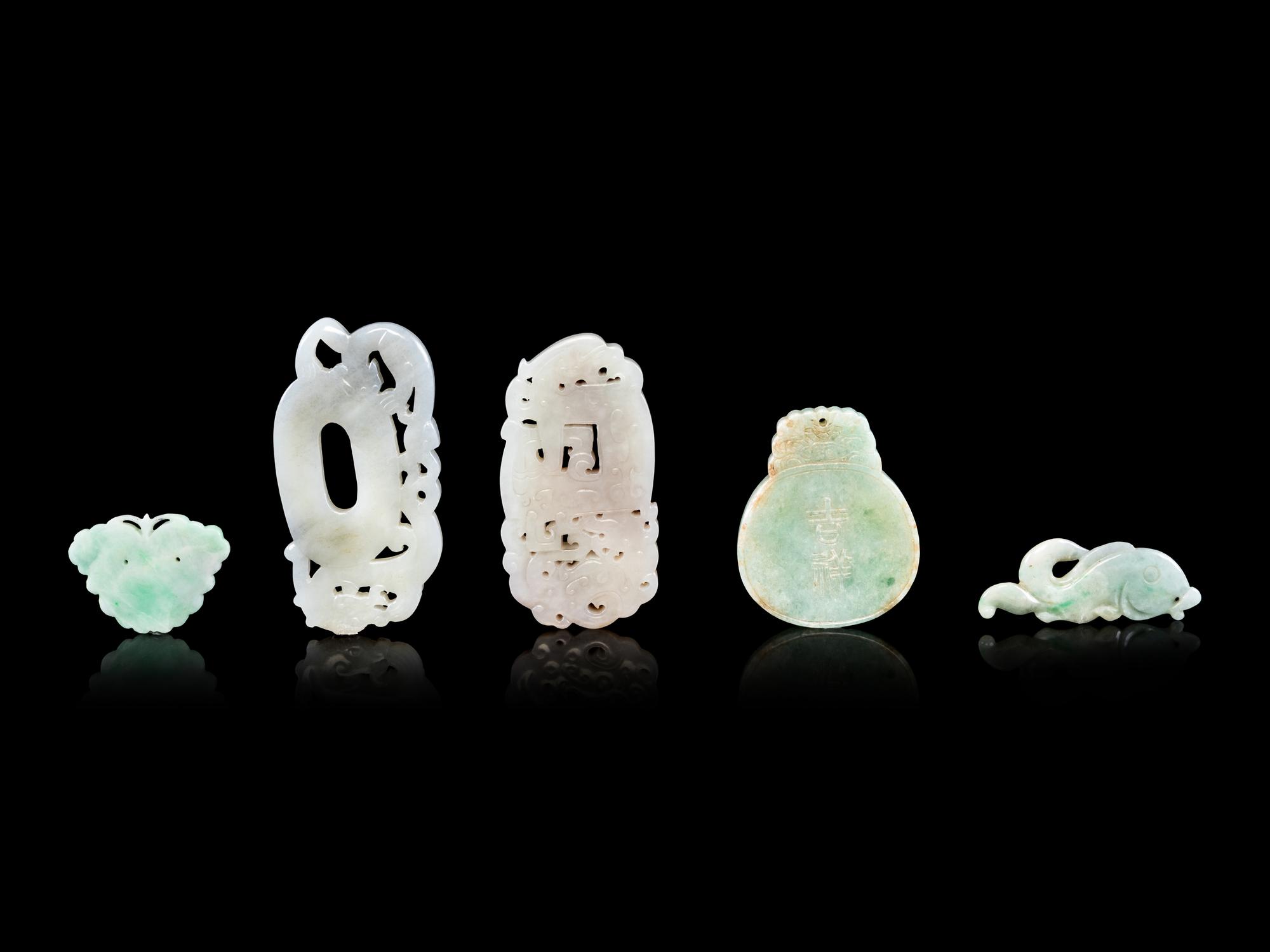 Five Chinese Jade and Jadeite Pendants