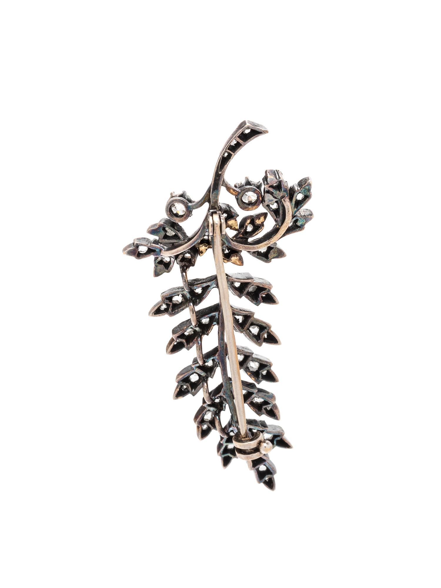 DIAMOND LEAF BROOCH