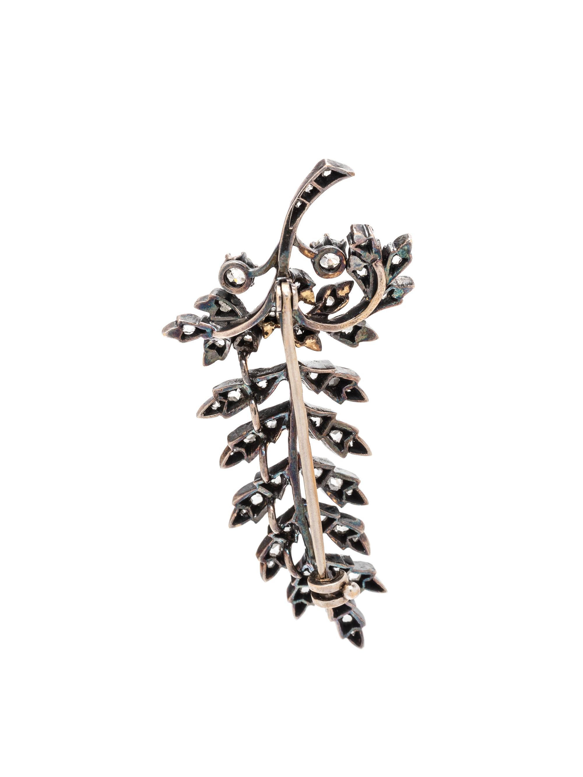 DIAMOND LEAF BROOCH