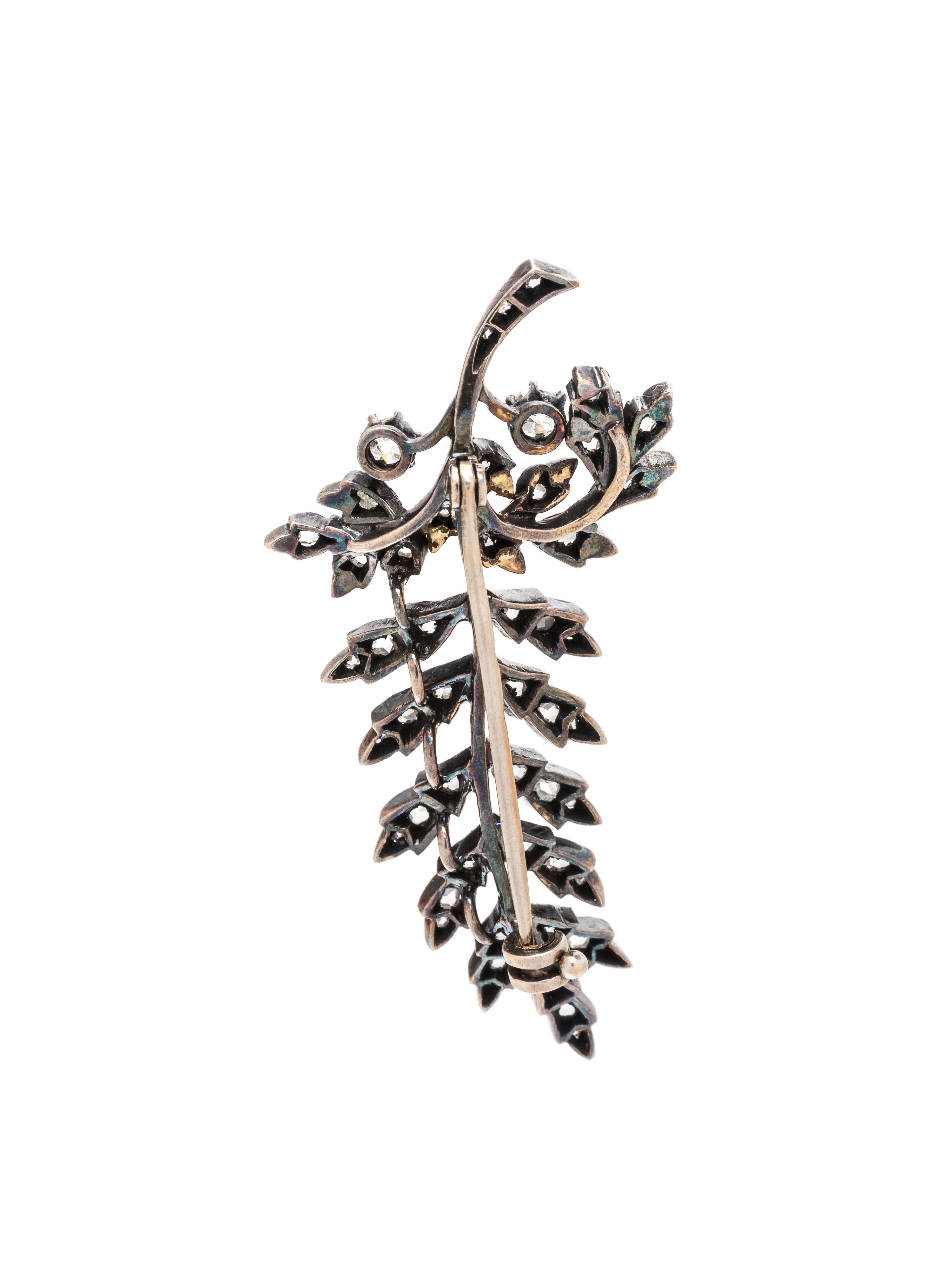 DIAMOND LEAF BROOCH