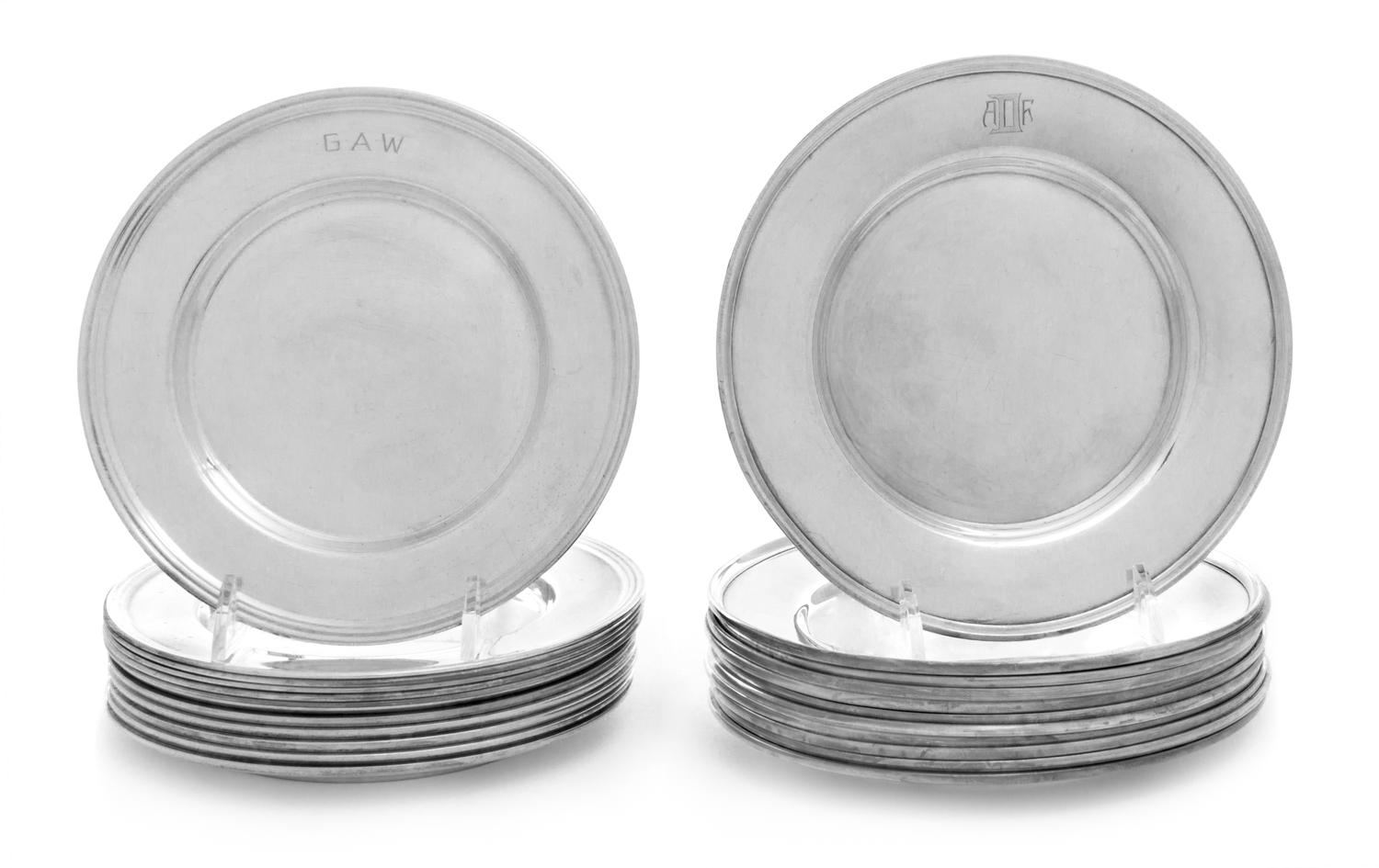 A Group of Twenty-Three American Silver Bread Plates, Various Makers,