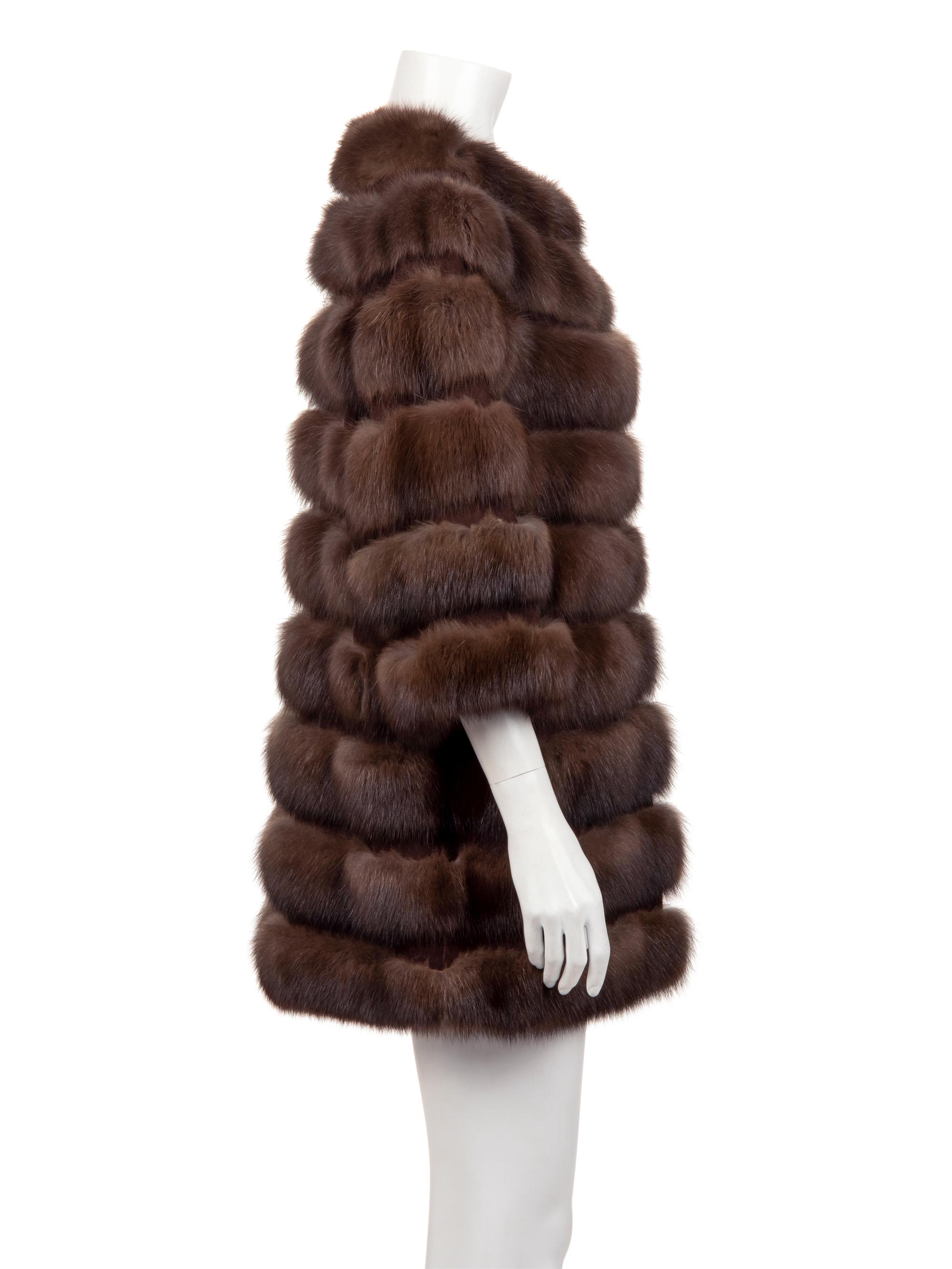 J. Mendel Natural Barguzine Sable and Suede Stroller Coat