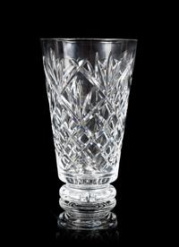 Waterford, a cut glass vase, of tapering footed form