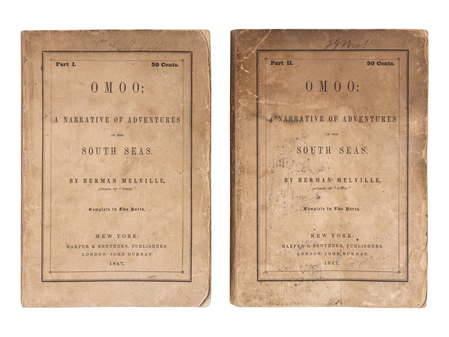 MELVILLE, Herman (1819-1891). Omoo: A Narrative of Adventures in the South Seas . New York & London: Harper & Brothers, John Murray, 1847.