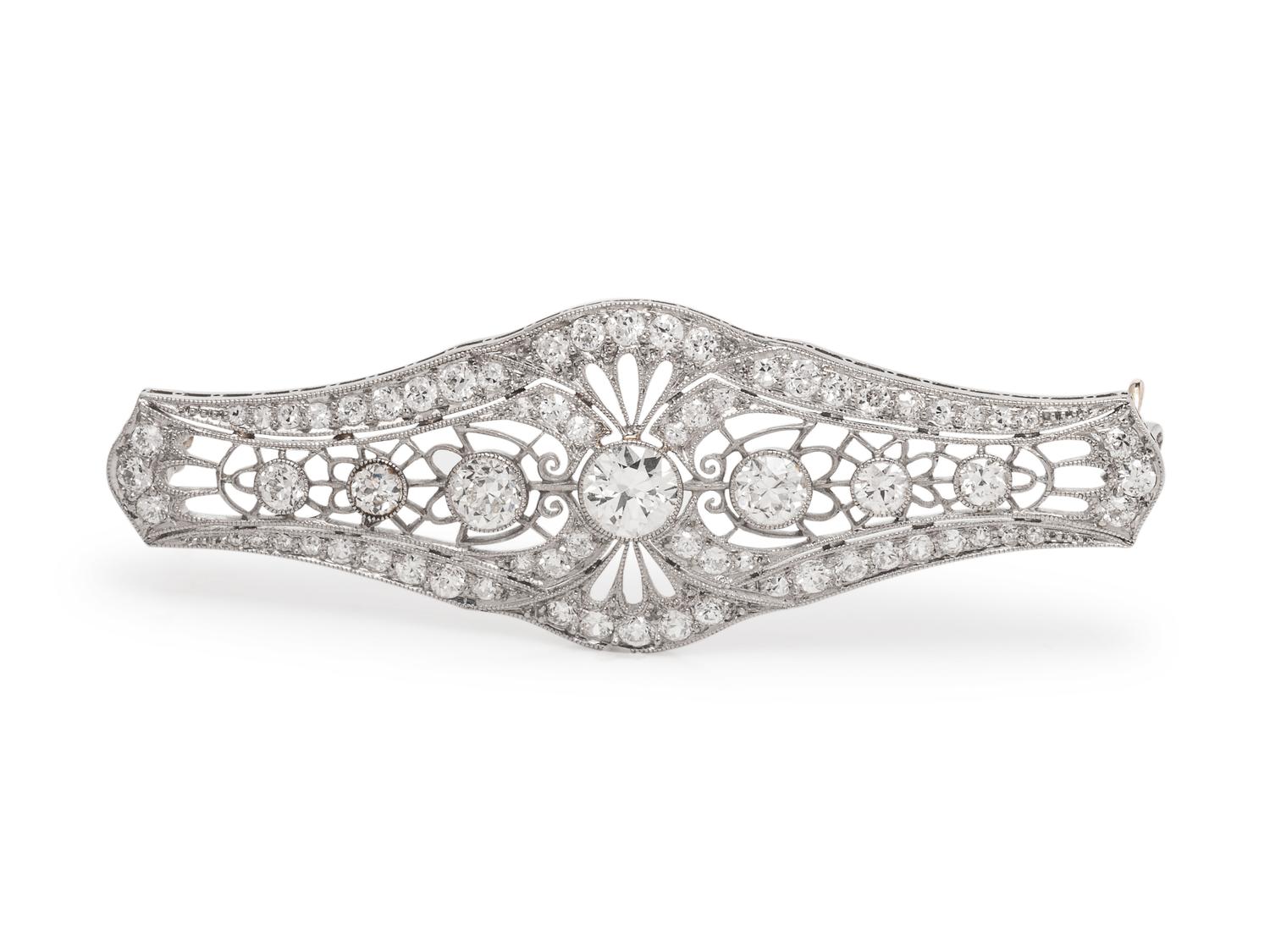 An Art Deco Platinum and Diamond Bar Brooch,