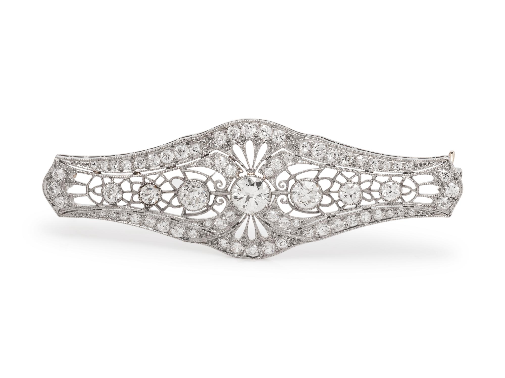 An Art Deco Platinum and Diamond Bar Brooch,