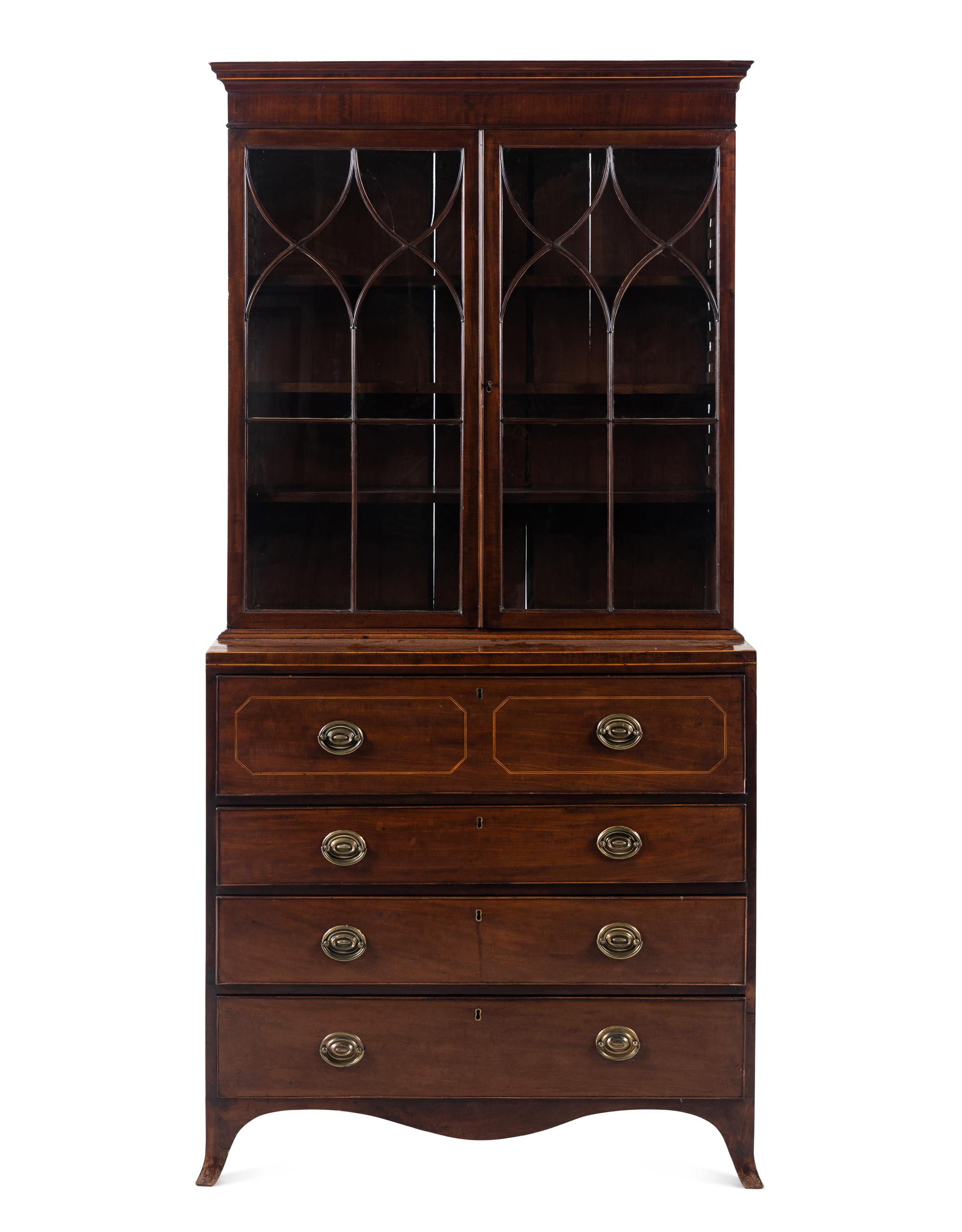 A George III Mahogany Bureau Bookcase