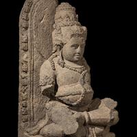 An Indonesia Figure of Kubera, Central Java, 9th Century 九世紀 爪窪石雕毗罗坐像