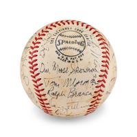 A Multi Signed Autograph Baseball Featuring Joe DiMaggio and Hall of Famers (PSA Letter of Authenticity),
