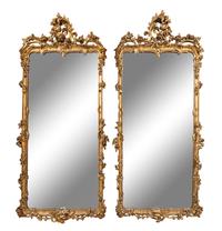 A Pair of Louis XV Style Giltwood Pier Mirrors