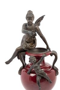 A Continental Bronze Mounted Ceramic Urn