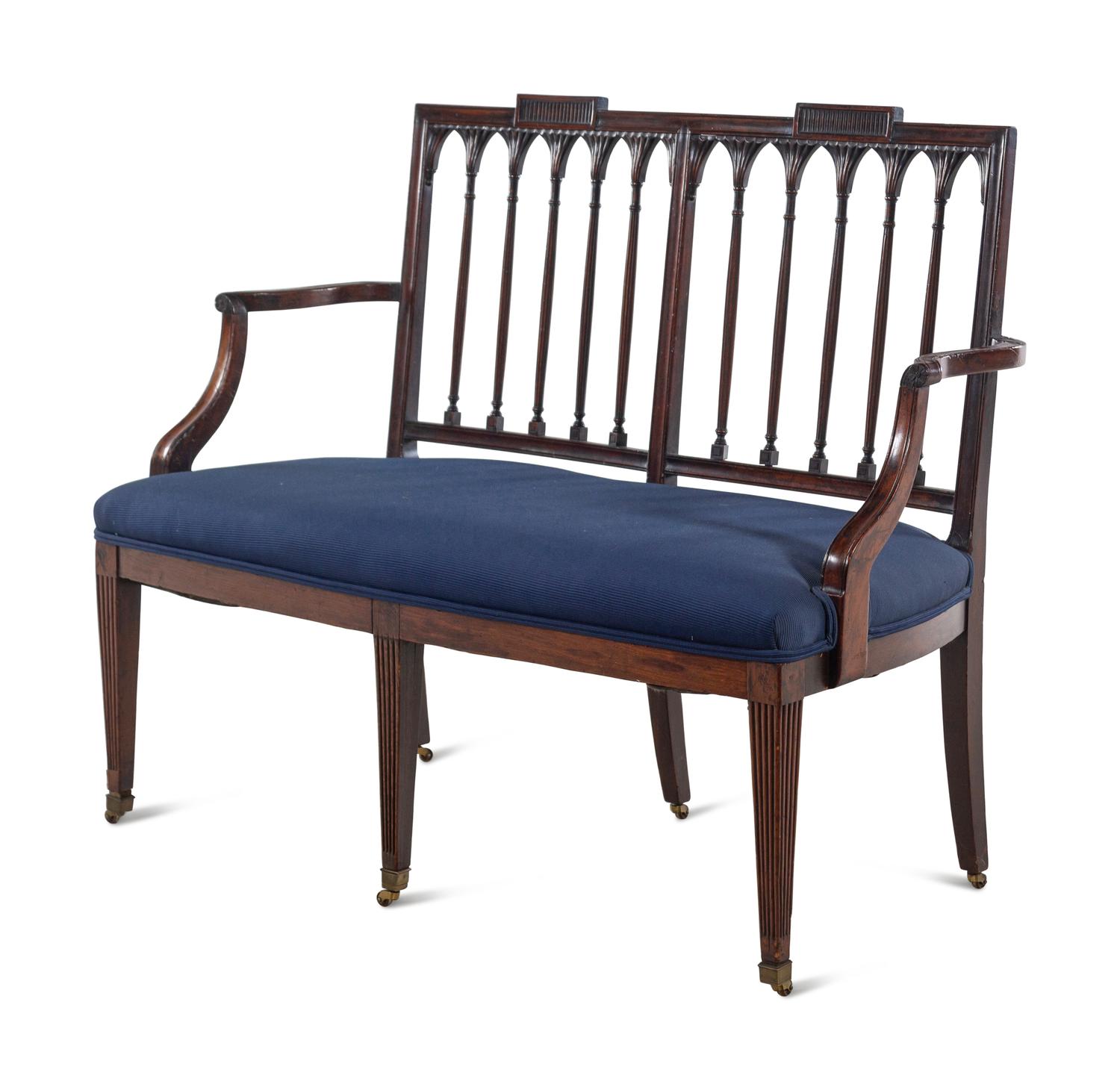 A Rare Federal Carved Mahogany Double Chair Back Settee