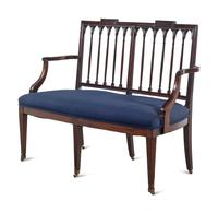 A Rare Federal Carved Mahogany Double Chair Back Settee