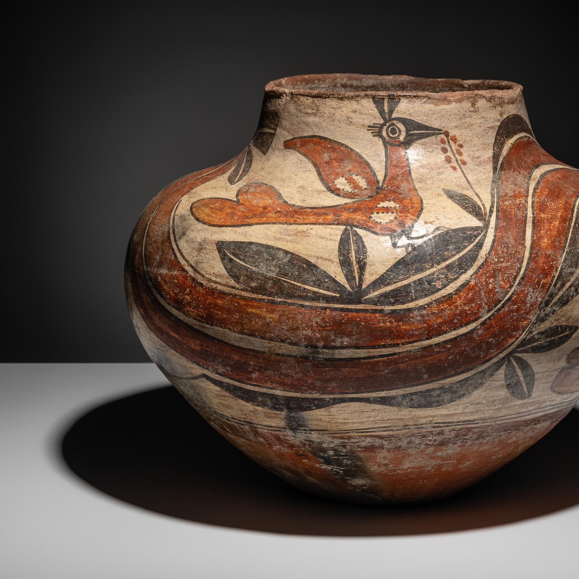 Zia Pottery Olla, with Parrots