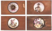 [CIVIL WAR - MAGIC LANTERN SLIDES]. A collection of 148 hand-colored glass slides featuring illustrations of Civil War military and political figures, events, cartoons, genre scenes, and more, including: