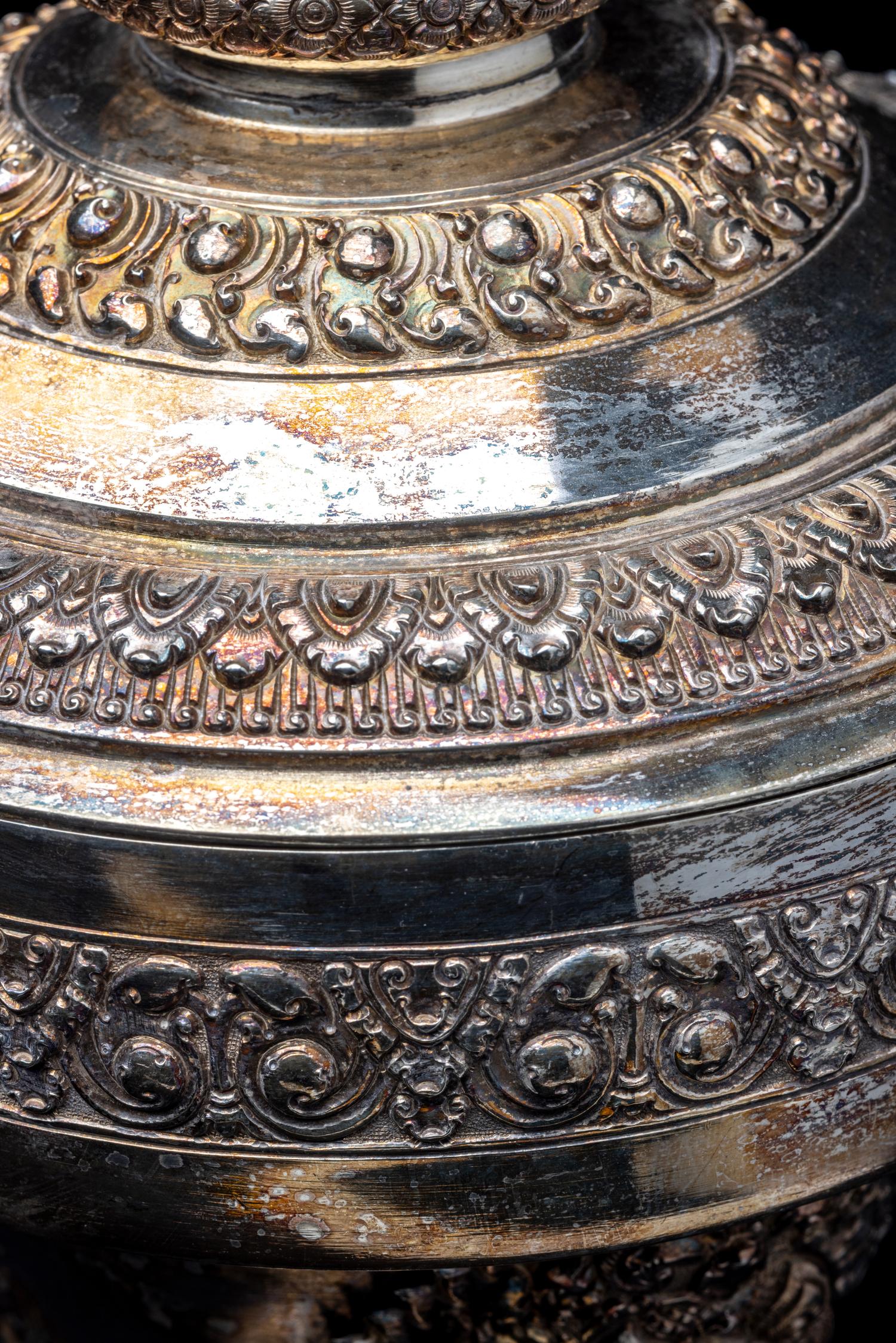 A Cambodian Silver Covered Vessel