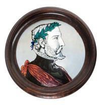 A Pair of French Enameled Plaques Diameter 10 3/8 inches.