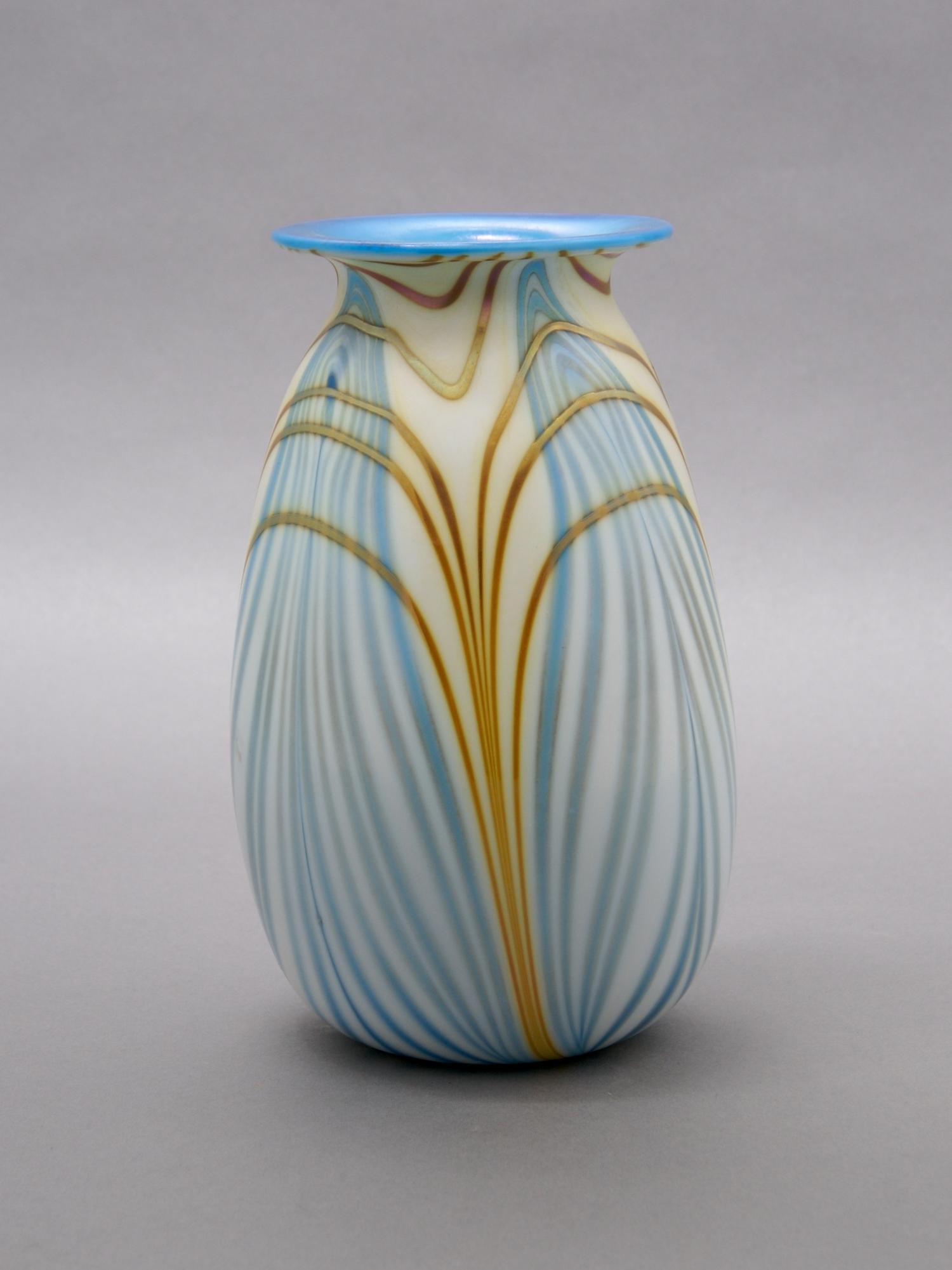 A Charles Lotton Iridescent Glass Vase, Height 7 3/8 inches.