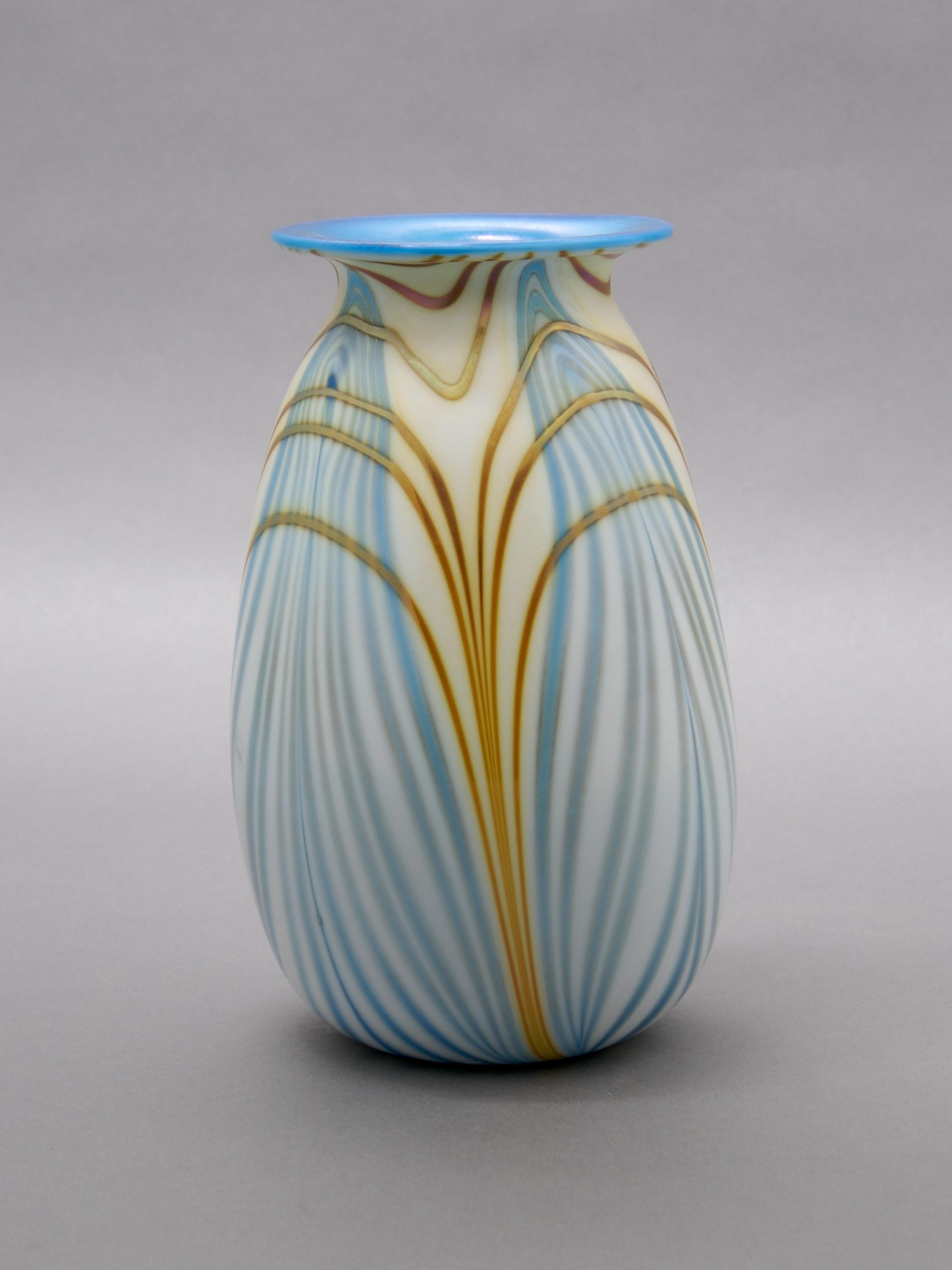 A Charles Lotton Iridescent Glass Vase, Height 7 3/8 inches.