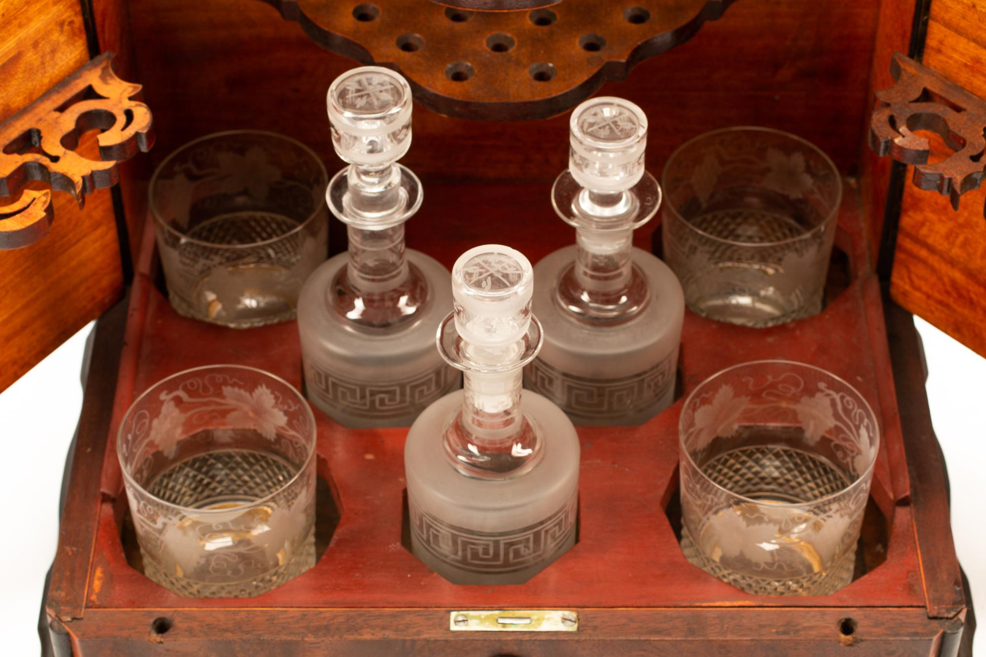 A Swiss Carved Burl Walnut Humidor and Liquor Box
