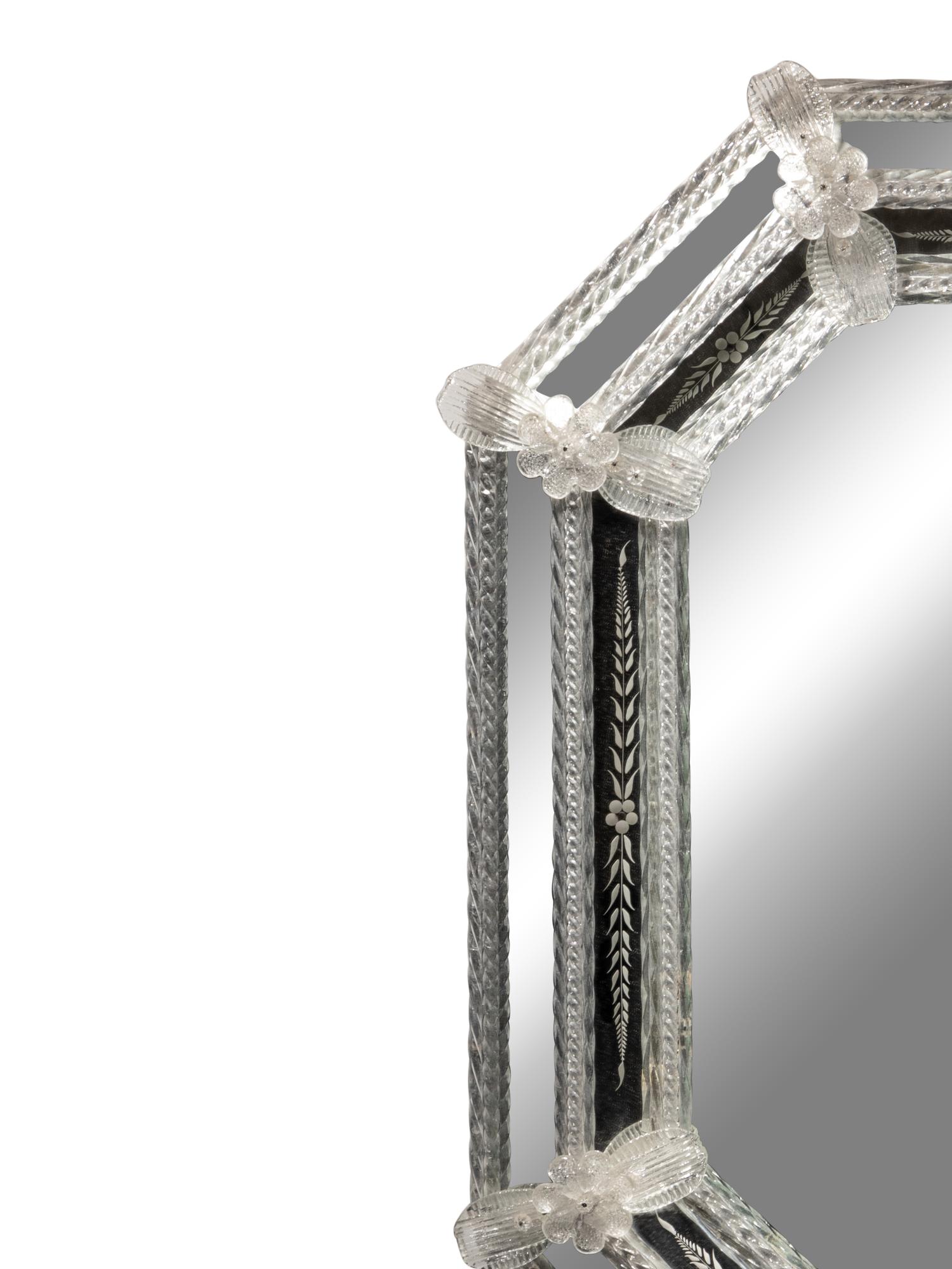 A Venetian Etched Glass Mirror