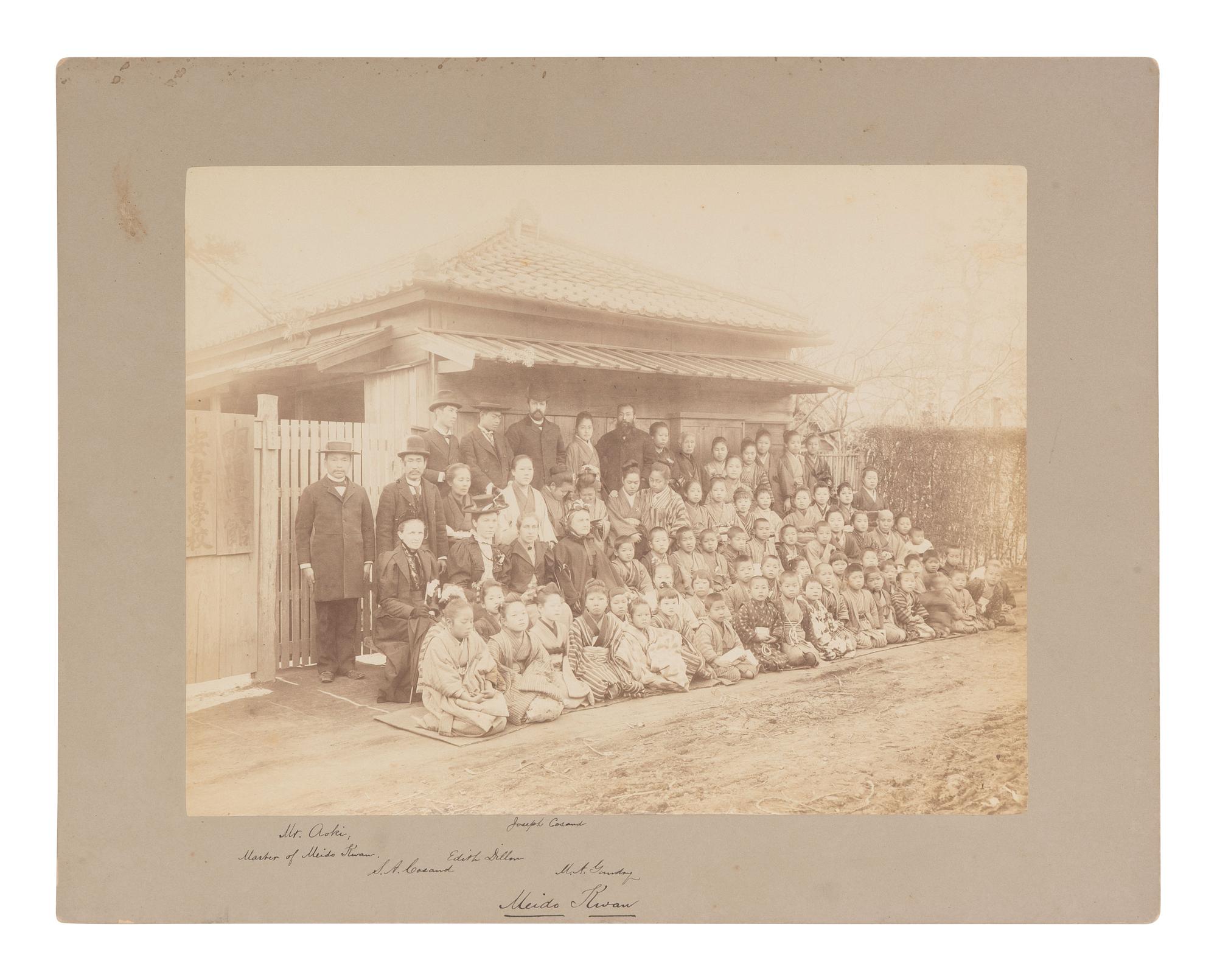 [QUAKERISM]. 8 photographs of a Quaker Girls School in Tokyo led by Jos. Cosand, incl. grounds, staff, and students.