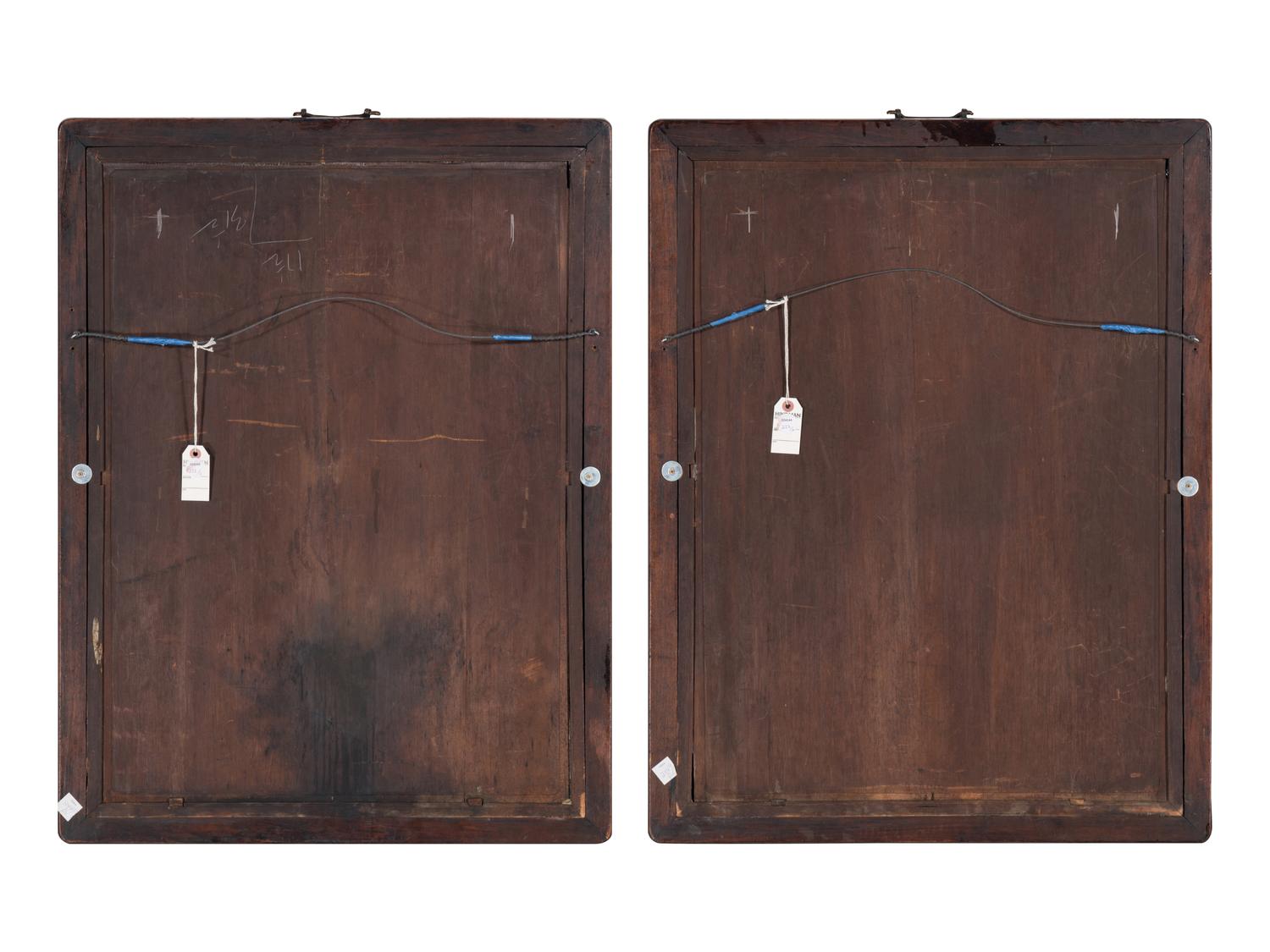 A Pair of Chinese Reverse Painted Mirror Panels