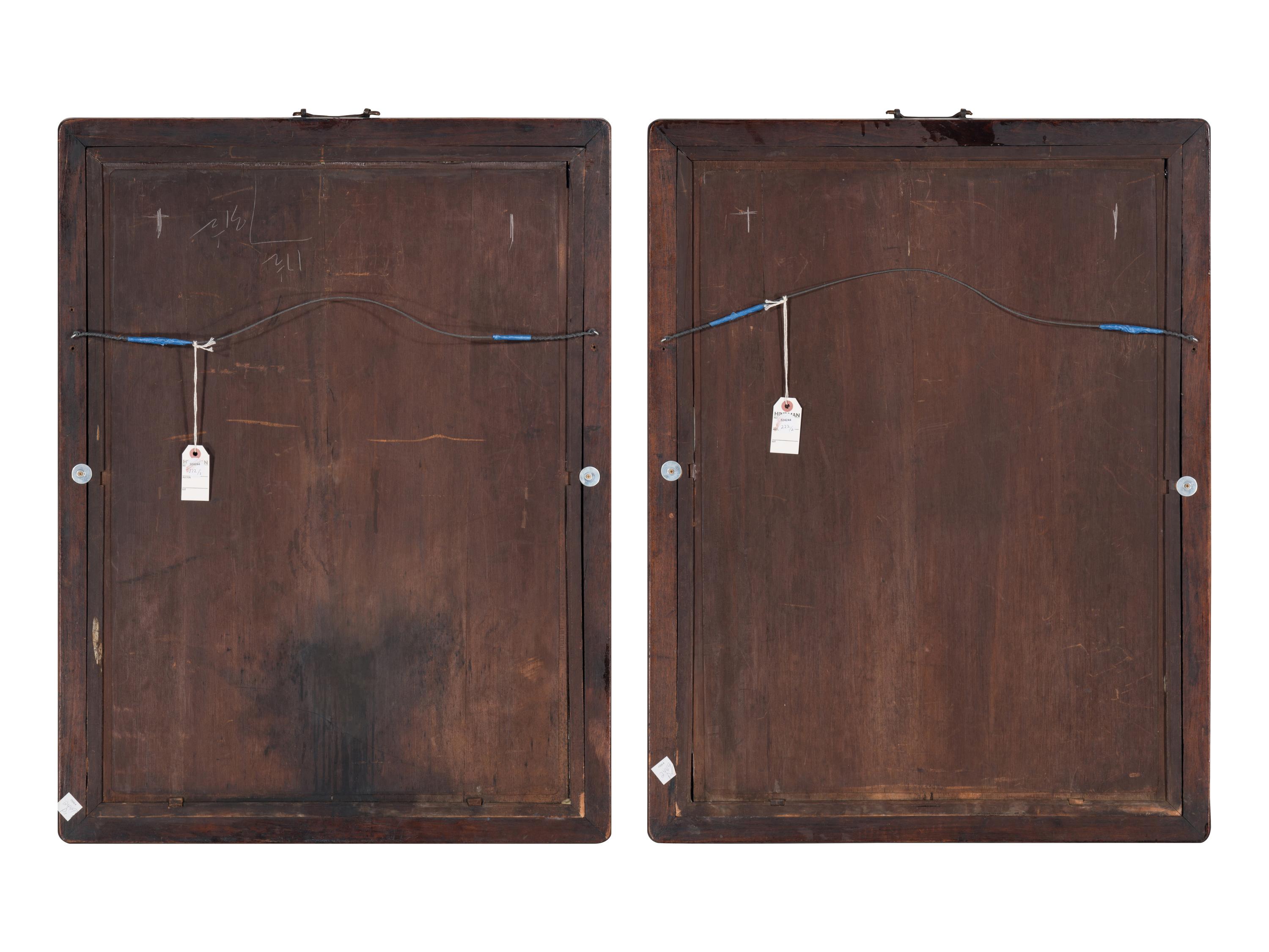 A Pair of Chinese Reverse Painted Mirror Panels
