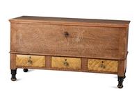 A Grain Paint Decorated and Part Ebonized Three-Drawer Blanket Chest