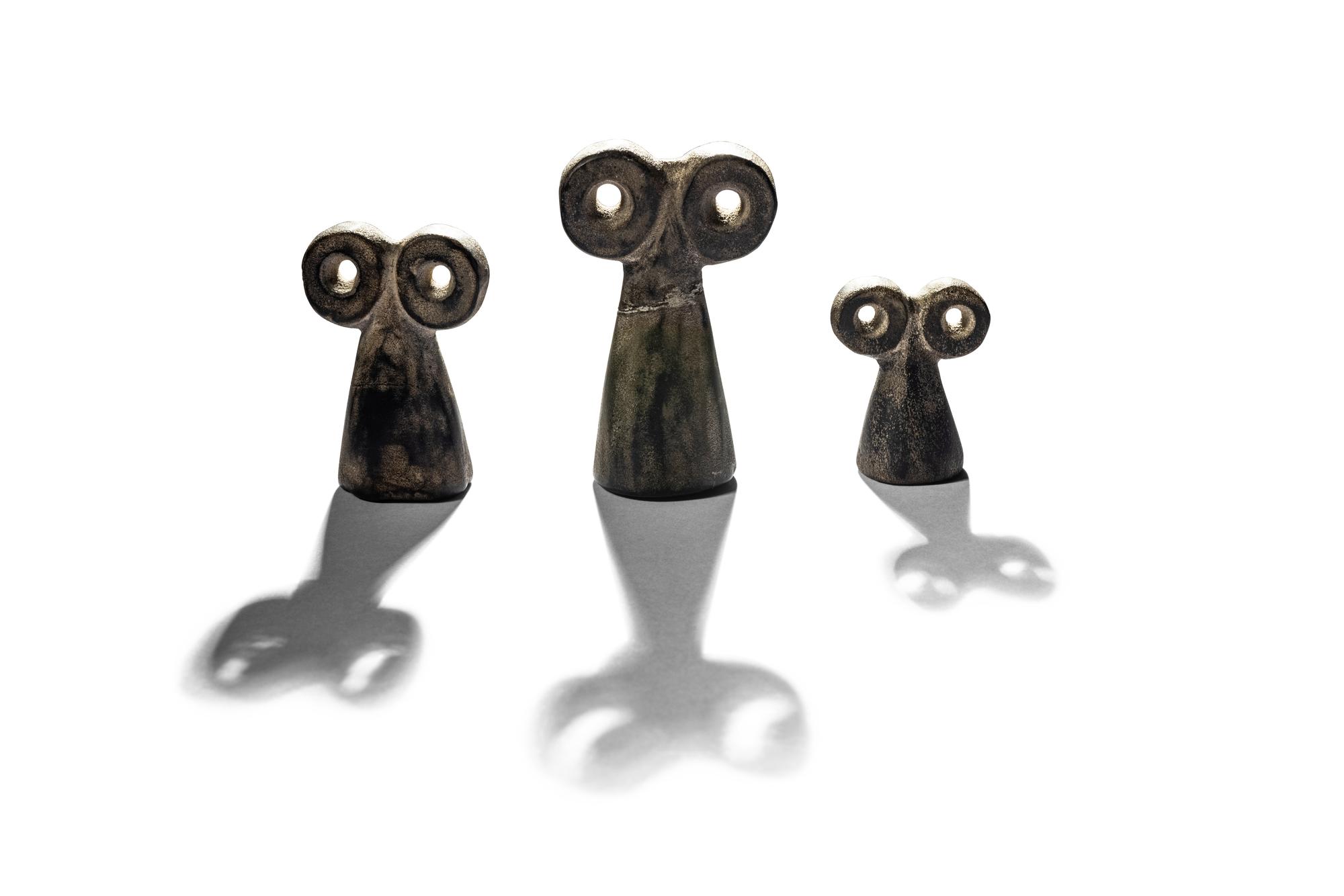 Three Syrian Stone Spectacle Idols