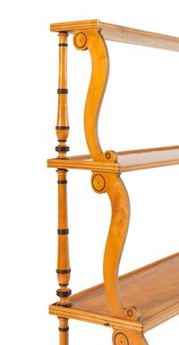 A Charles X Bois Citronnier and Amaranth Line-Inlaid Étagère