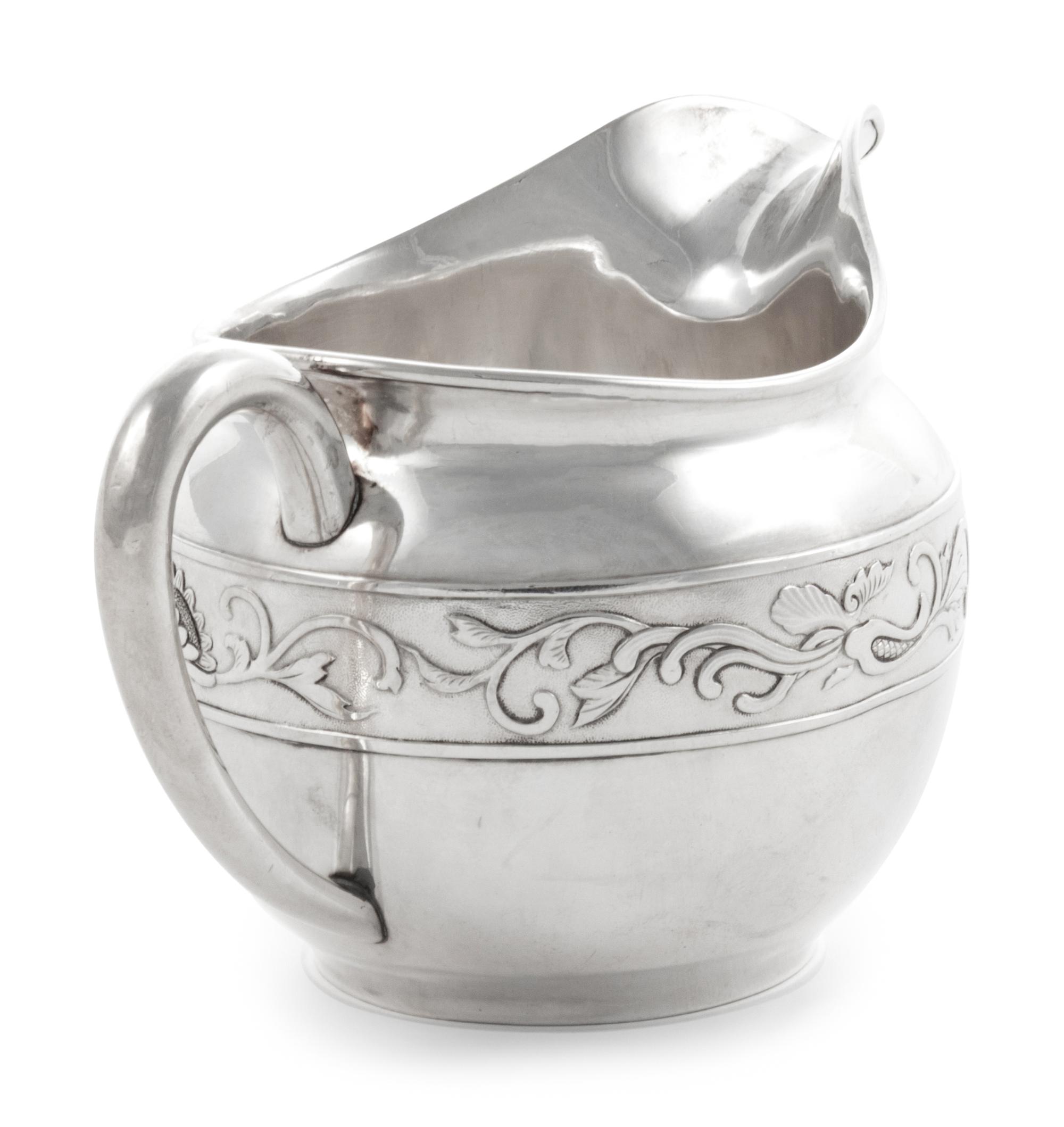 A Japanese Export Silver Three-Piece Tea Service
