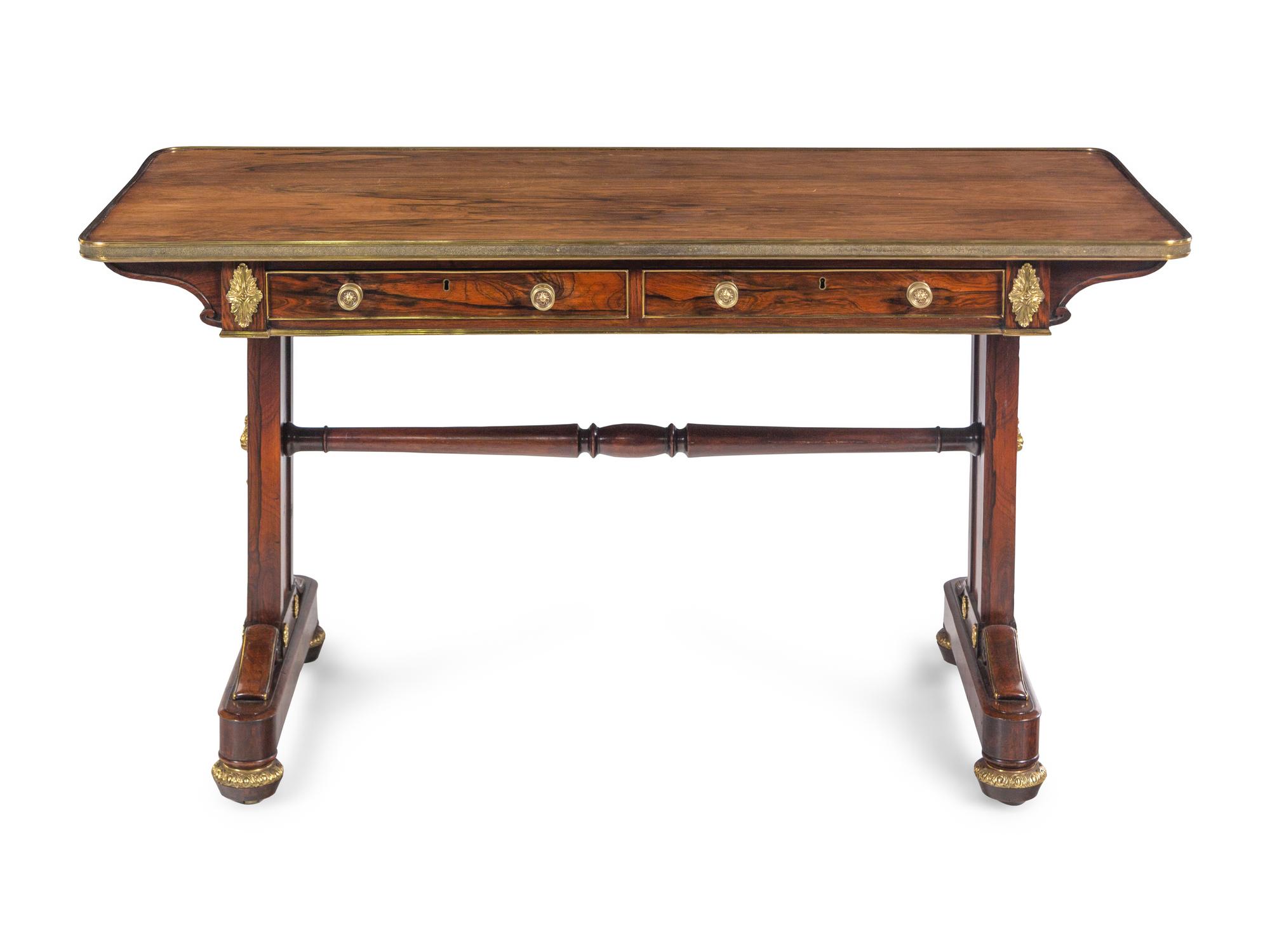 A Regency Gilt Bronze Mounted Rosewood Sofa Table
